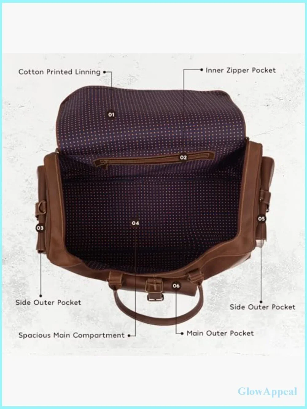 Premium Leather Duffle Bag for Travel - 21 Inches with Adjustable Strap